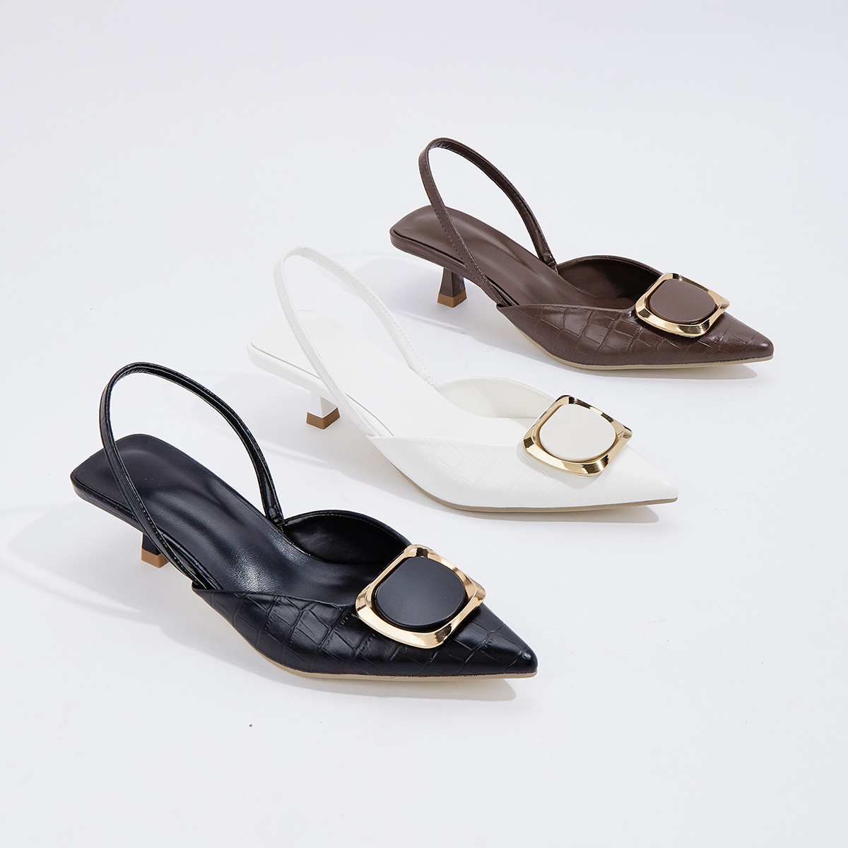 square sandals low-cut pointed-toe