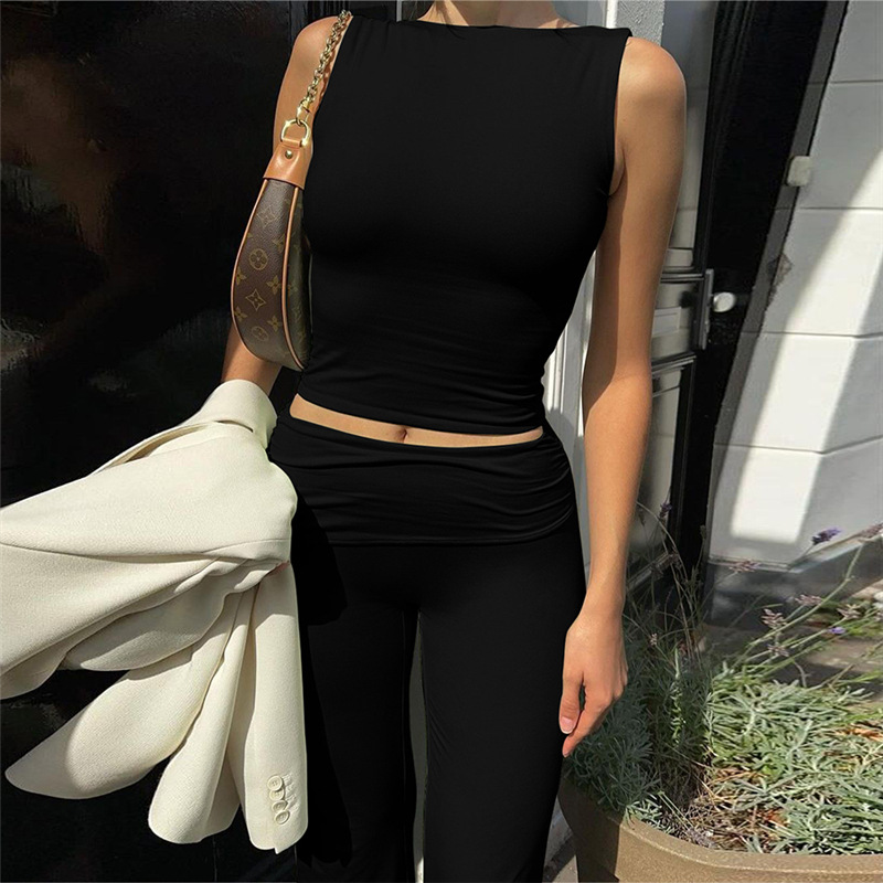 Holiday Party Date Women's Sexy Solid Color Spandex Polyester Backless Pants Sets Pants Sets display picture 8