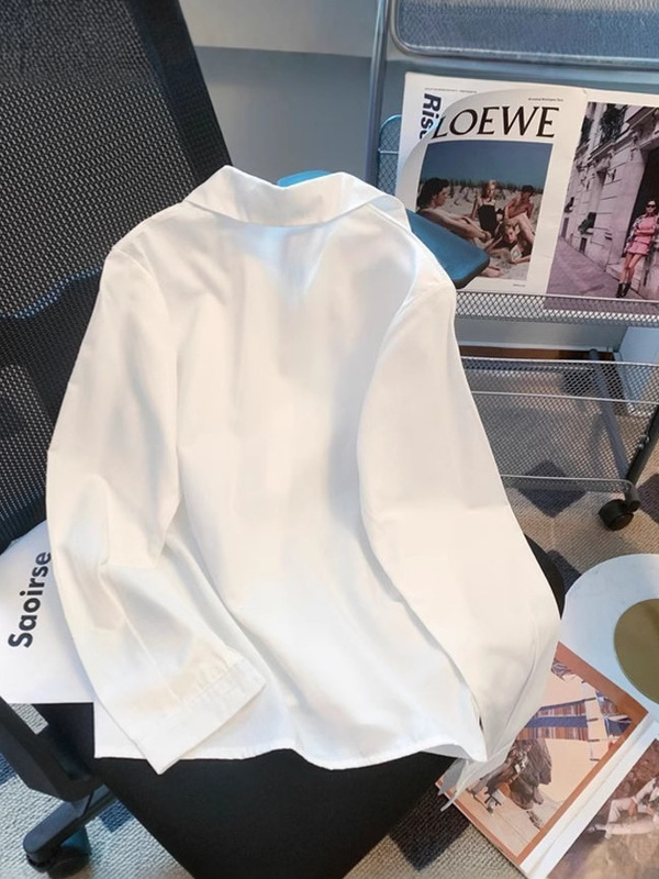 白色jk制服长袖衬衫女 学院风小个子春秋新款内搭外穿衬衣女上衣|undefined