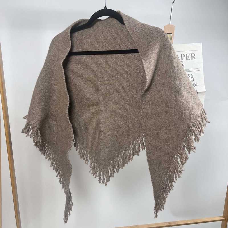女性用カジュアルスカーフ、ハイエンド模造カシミヤタッセルニット三角スカーフ、多用途暖かいショール、多機能スカーフ|undefined