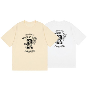 Summer white trend short sleeve T-shirt with a round collar, Korean style