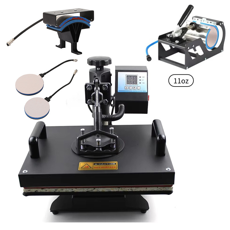 38 * 38 máquina de transferencia térmica 5 - en - 1 máquina combinada multifuncional sombrero ropa taza máquina de prensa en caliente