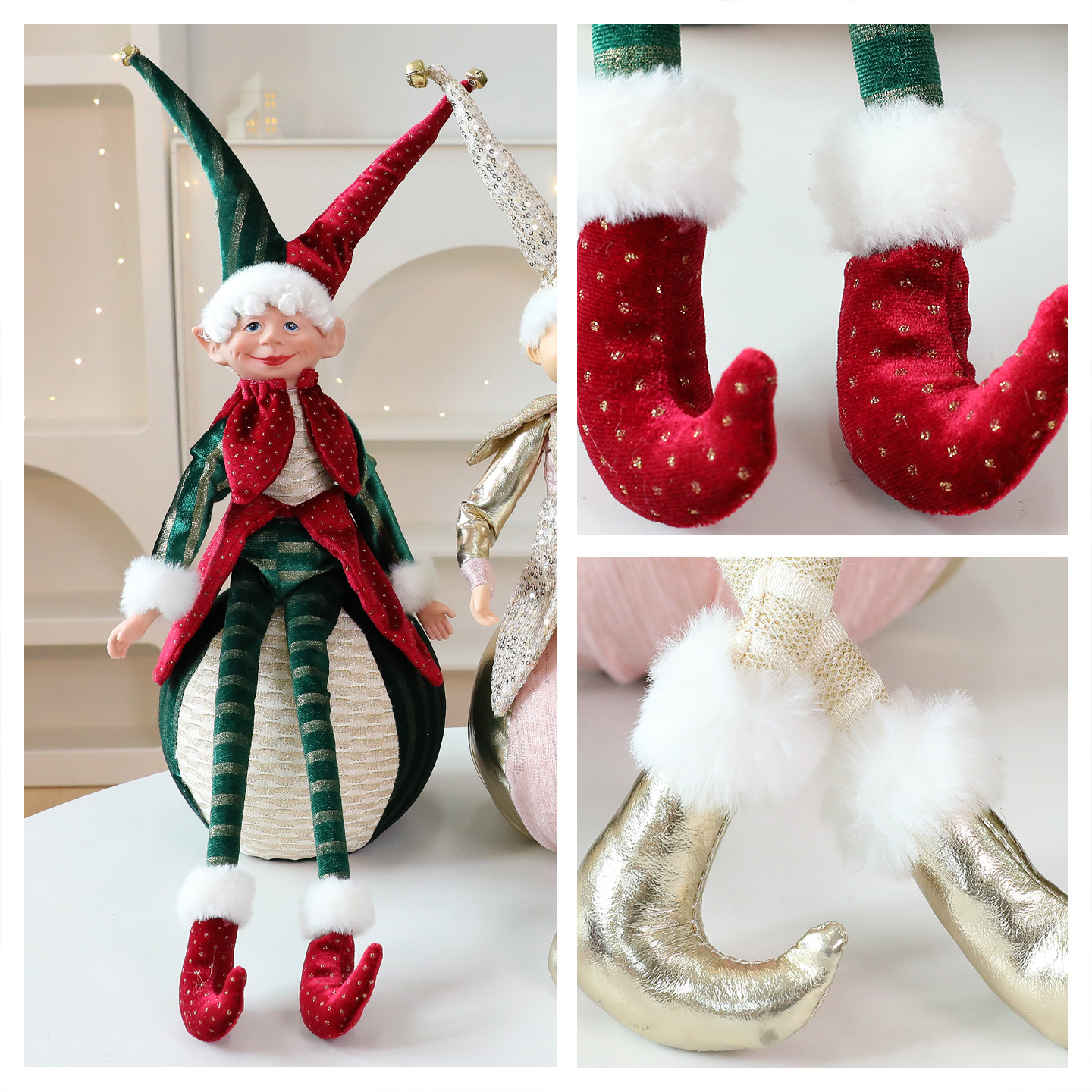 Shengyuan nuevo producto de Navidad rojo y verde bola de Navidad muñeca elf decoración decoración de árbol de Navidad decoración de ventanas de hotel