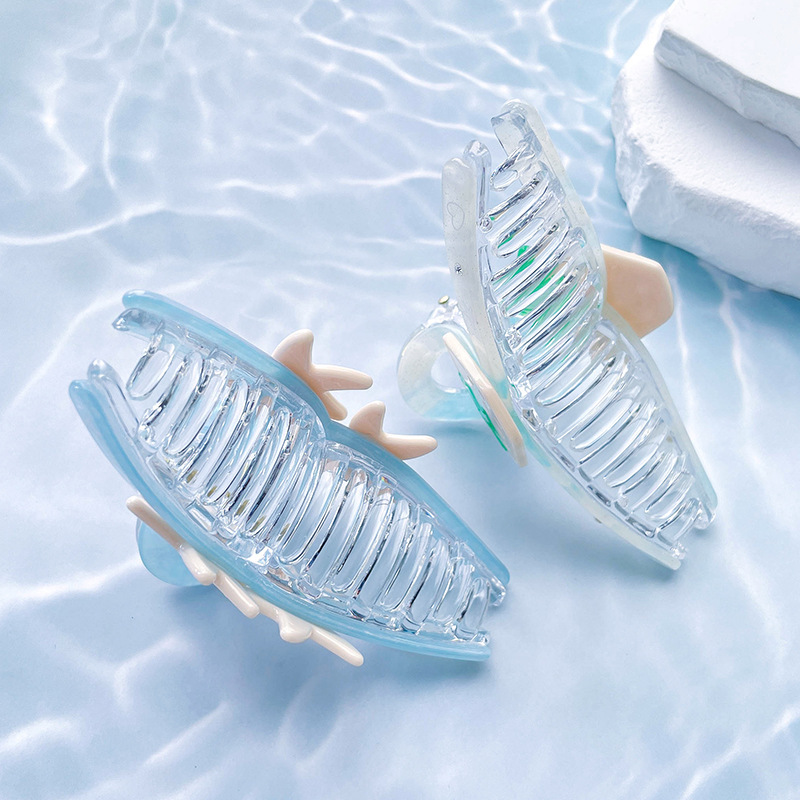 韓国版の貝殻とヒトデのヘアクリップ、ニッチな高級夢のような女の子のサメクリップ、夏の爽やかなヘアクリップ|undefined