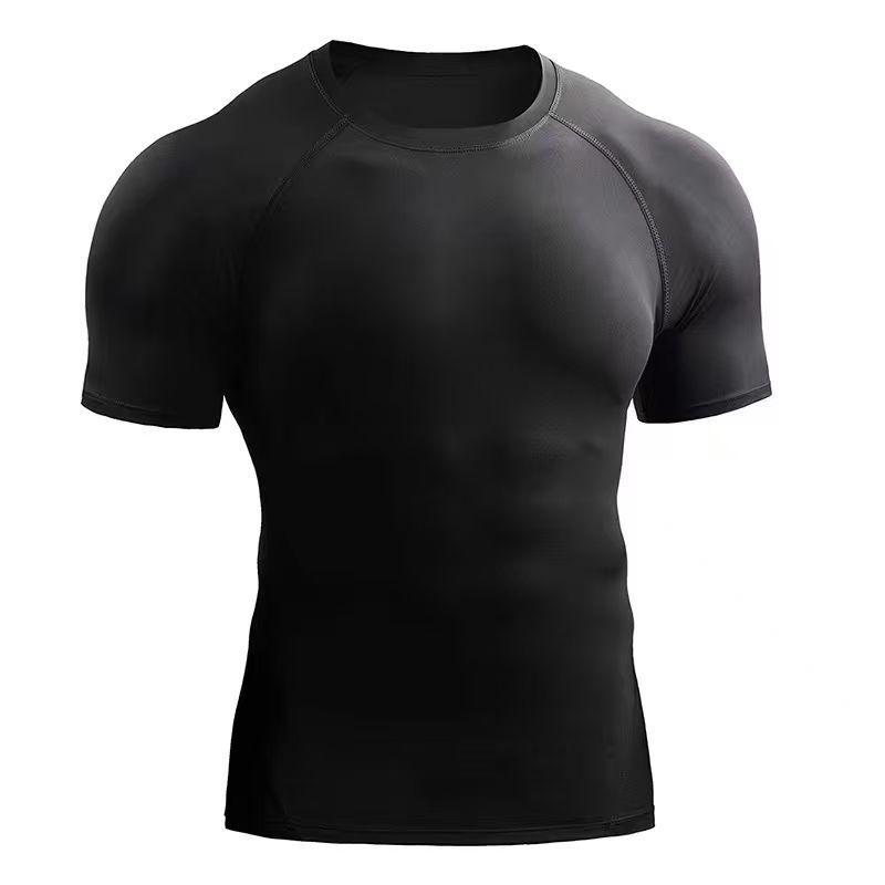 Quick-dry slim-fit sports T-shirt for men, tight-fitting, slimming, breathable, moisture-wicking, suitable for all seasons, for fitness, running, and swimming