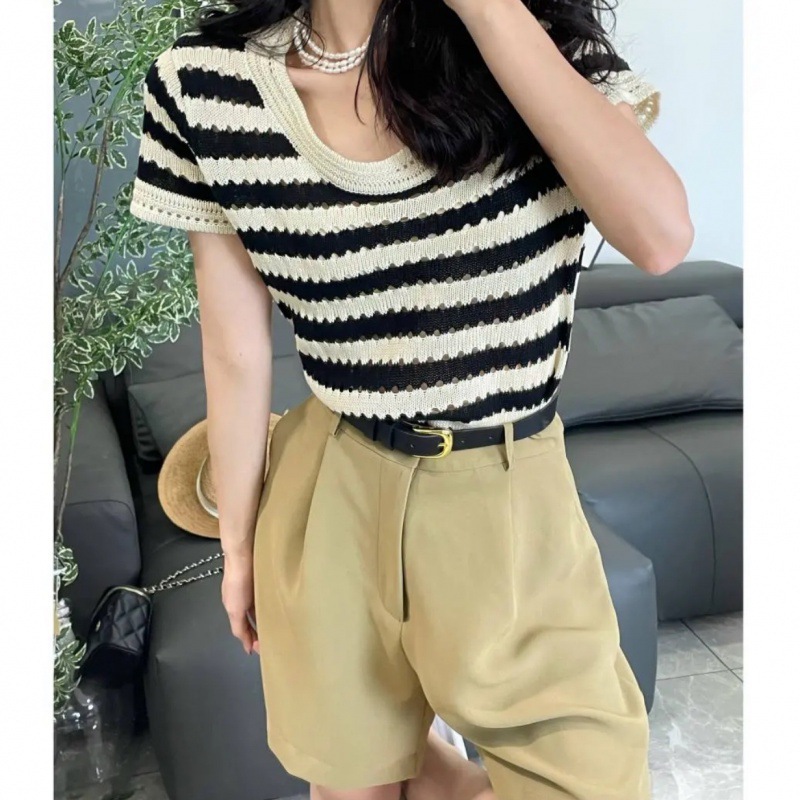 Silk summer thin design short sleeve T-shirt