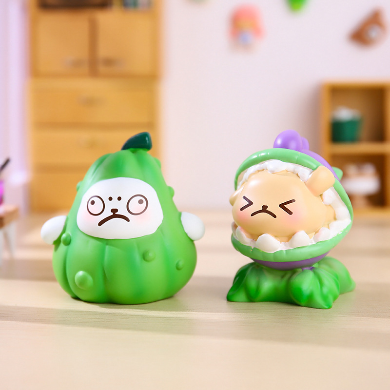 크리에이티브 화이트 강아지-식물 전쟁 좀비 블라인드 박스 게임 주변기기 데스크탑 인형 장식품 도매
