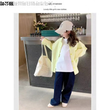 女童衬衫长袖春秋2025新款中大童洋气时髦春装上衣女孩休闲衬衣潮