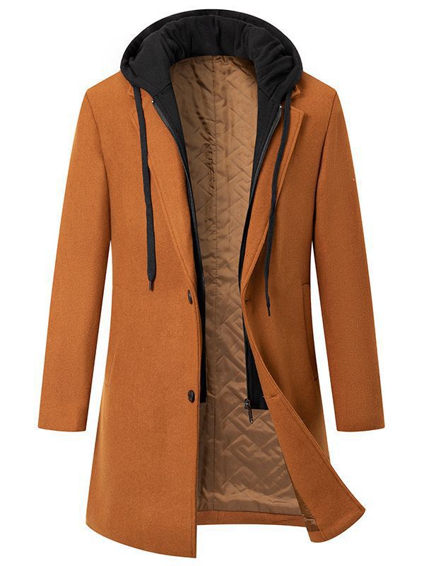 2024 Autumn/Winter Men's Woolen Fashion Plus Cotton Thickened Double breasted Suit Flip Collar Medium length Coat_voghion.com