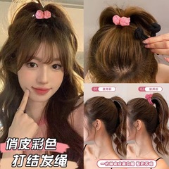 元氣多巴胺發圈高馬尾橡皮筋女生扎頭打結頭繩高彈力加粗發繩頭飾