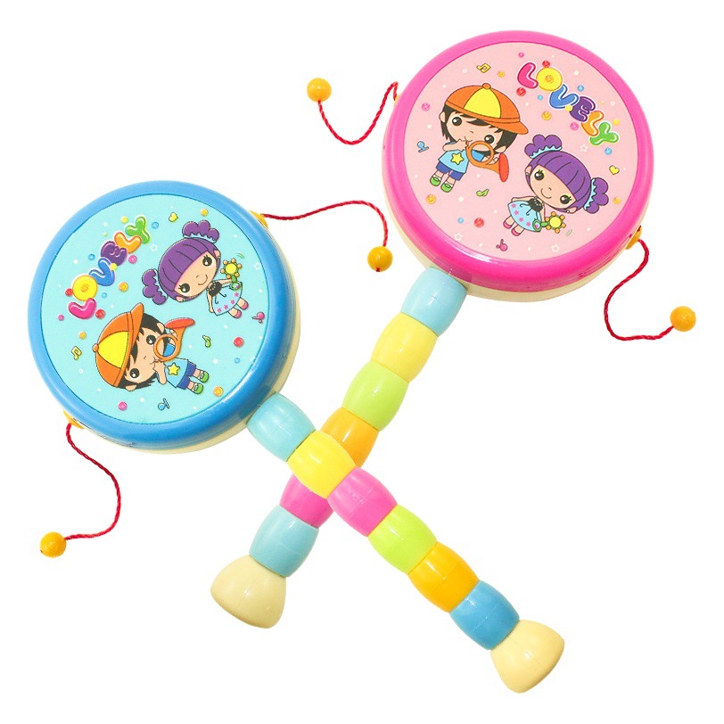 0-3 años de edad bebé dibujos animados mano sonajero tambor tienda física Venta caliente bebé juguete instrumento musical tambor kindergarten pequeño regalo