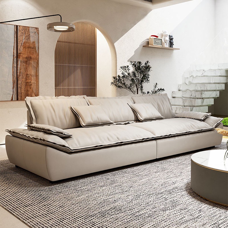 意式科技布沙发客厅现代简约小户型网红新款羽绒乳胶帆船直排沙发