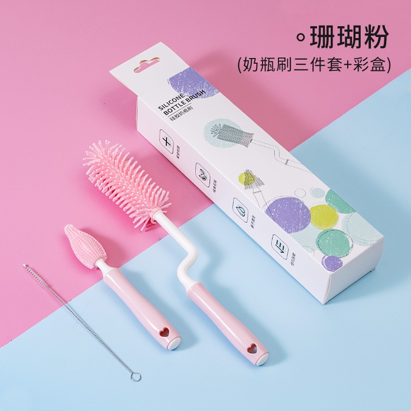 Silicona botella cepillo bebé pezón cepillo paja Cepillo giratorio botella cepillo de lavado Shabu cepillo de limpieza traje