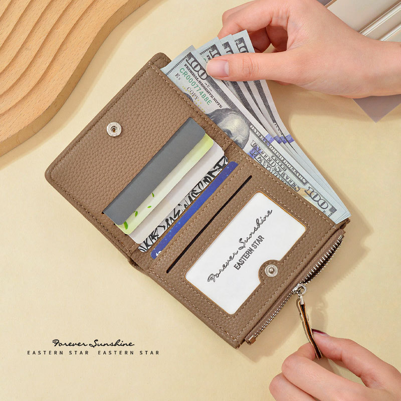 Cartera ultrafina para mujer de gran capacidad, monedero con cremallera estilo japonés