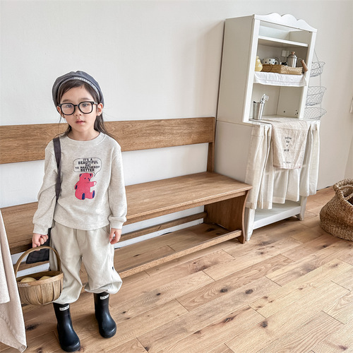 2024 spring new children's clothing children's Korean style spring clothing waffle long-sleeved T-shirt boys and girls bottoming shirt 123526