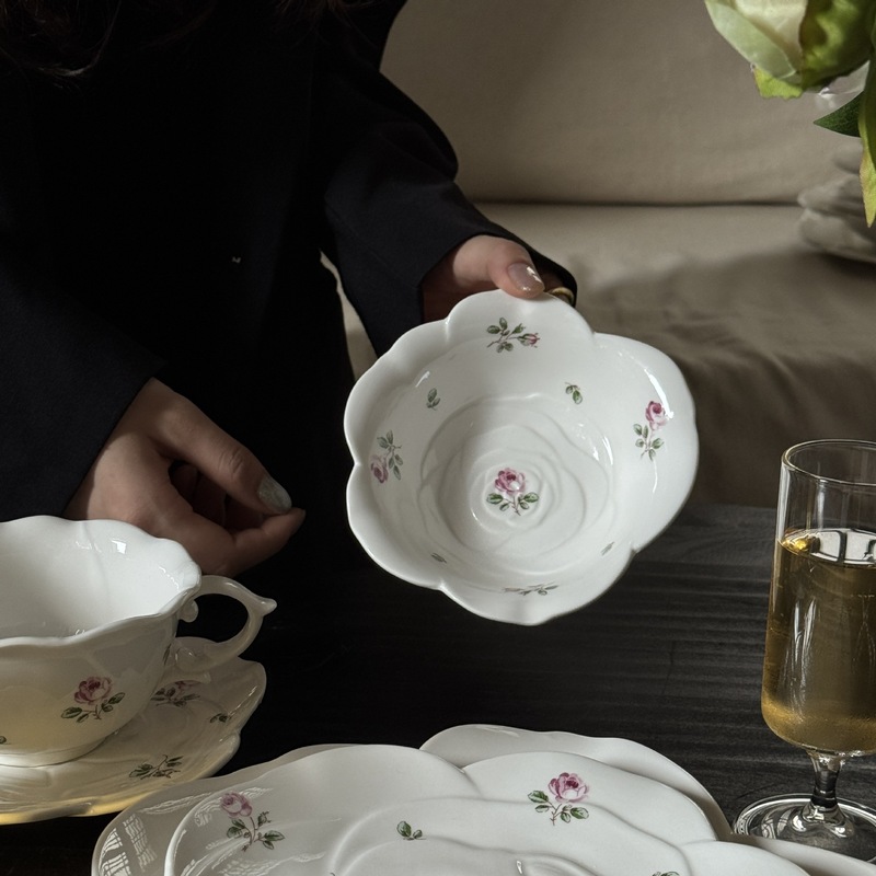 韩式ins花瓣玫瑰陶瓷高颜值咖啡杯碟下午茶家用精致拿铁杯批发|undefined