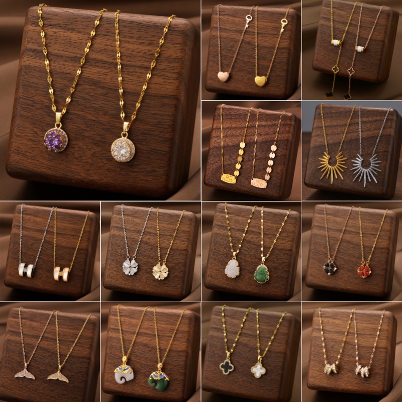 Cross-Border Fashion Titanium Steel Necklace for Women, Non-Fading, Light Luxury, Versatile, High-End, Luxurious Clavicle Chain Jewelry, Ready for Sale