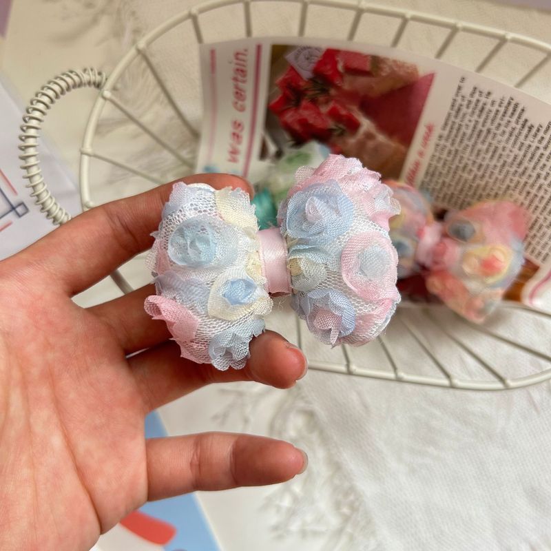 新しいスーパーフェアリー刺繍メッシュ花柄リボンヘアピン甘くてかわいい diy ブローチヘッドバンドヘアアクセサリー衣類バッチ|undefined