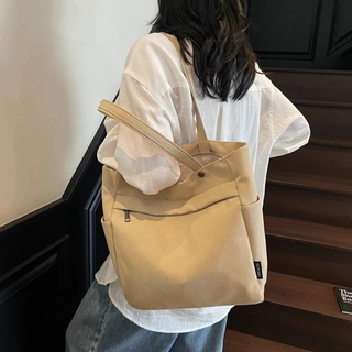 厚实大容量购物袋休闲文艺单肩包女托特大包手提包简约百搭帆布包