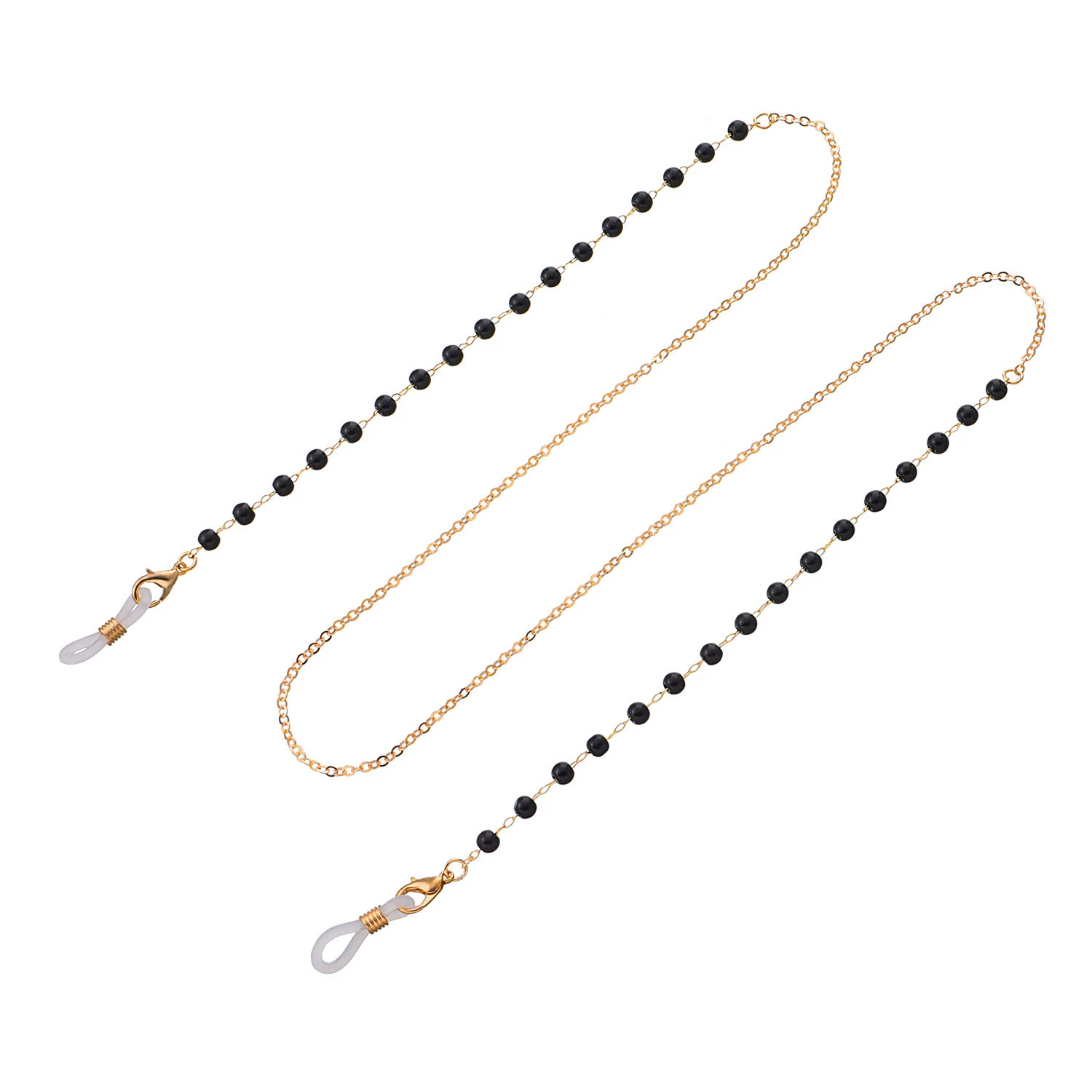 Очковые цепочка с бусами, модные черные бусины, нескользящий перерабатываемый аксессуар для маски и очков