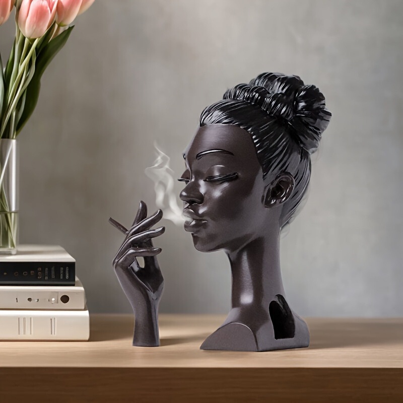 Black Woman Incense Burner Creative Light Luxury Desktop Ornament Figurine Sculpture Resin Crafts Black Incense Burner
