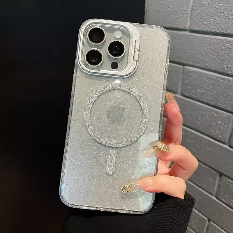 Soporte de lente para iPhone Apple 17 caso de teléfono celular transparente polvo flash absorción magnética 15 / 16 PRO cubierta de protección contra caídas
