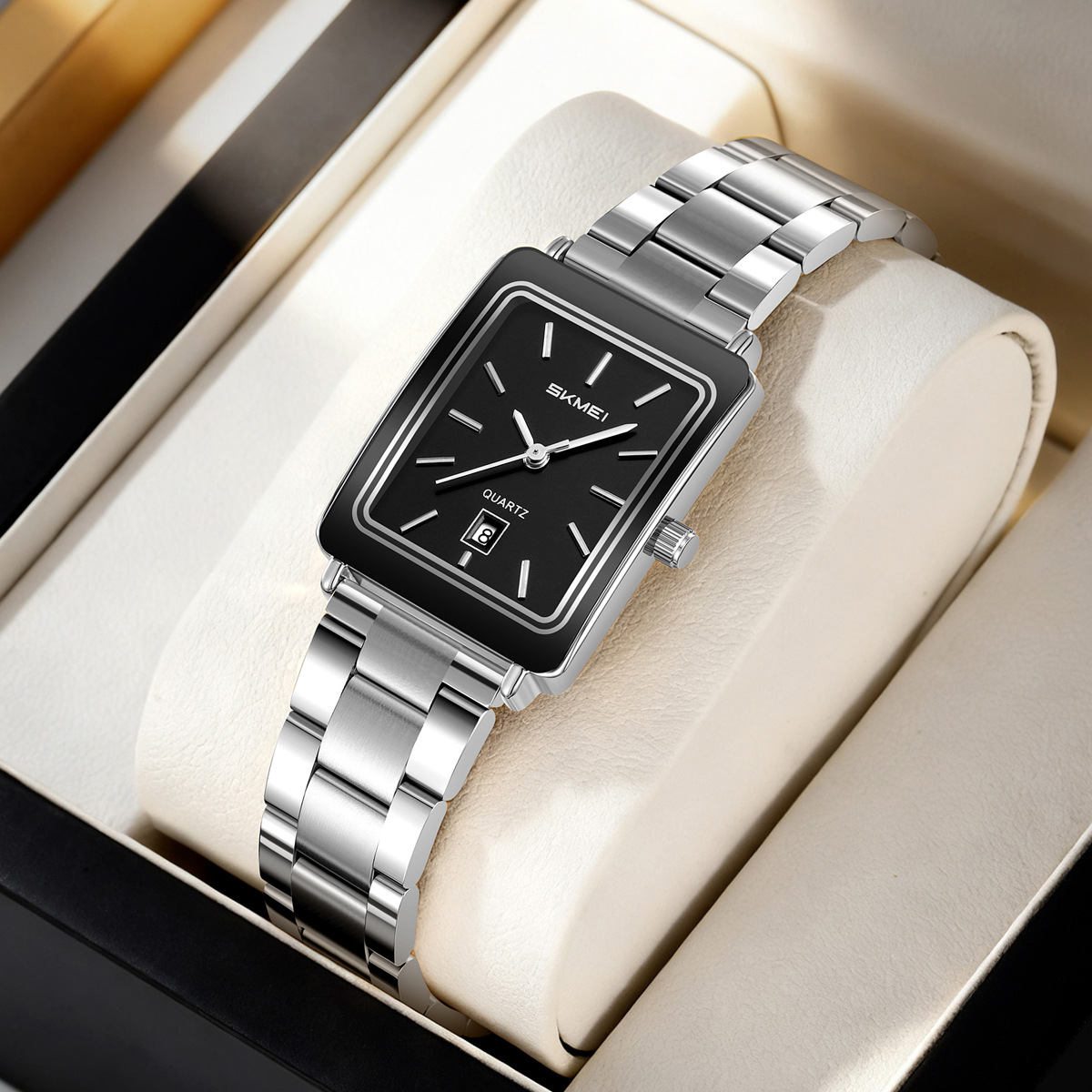 Momento de lujo reloj de moda correa de acero calendario de negocios relojes de cuarzo al por mayor transfronterizos regalo personalizado