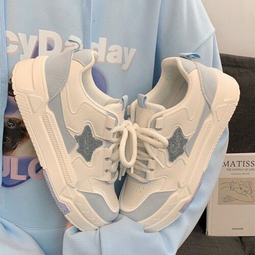 Girls' Shoes Sports Shoes Trendy  Spring and Autumn New White Shoes Thick-soled Casual Sports Student Shoes