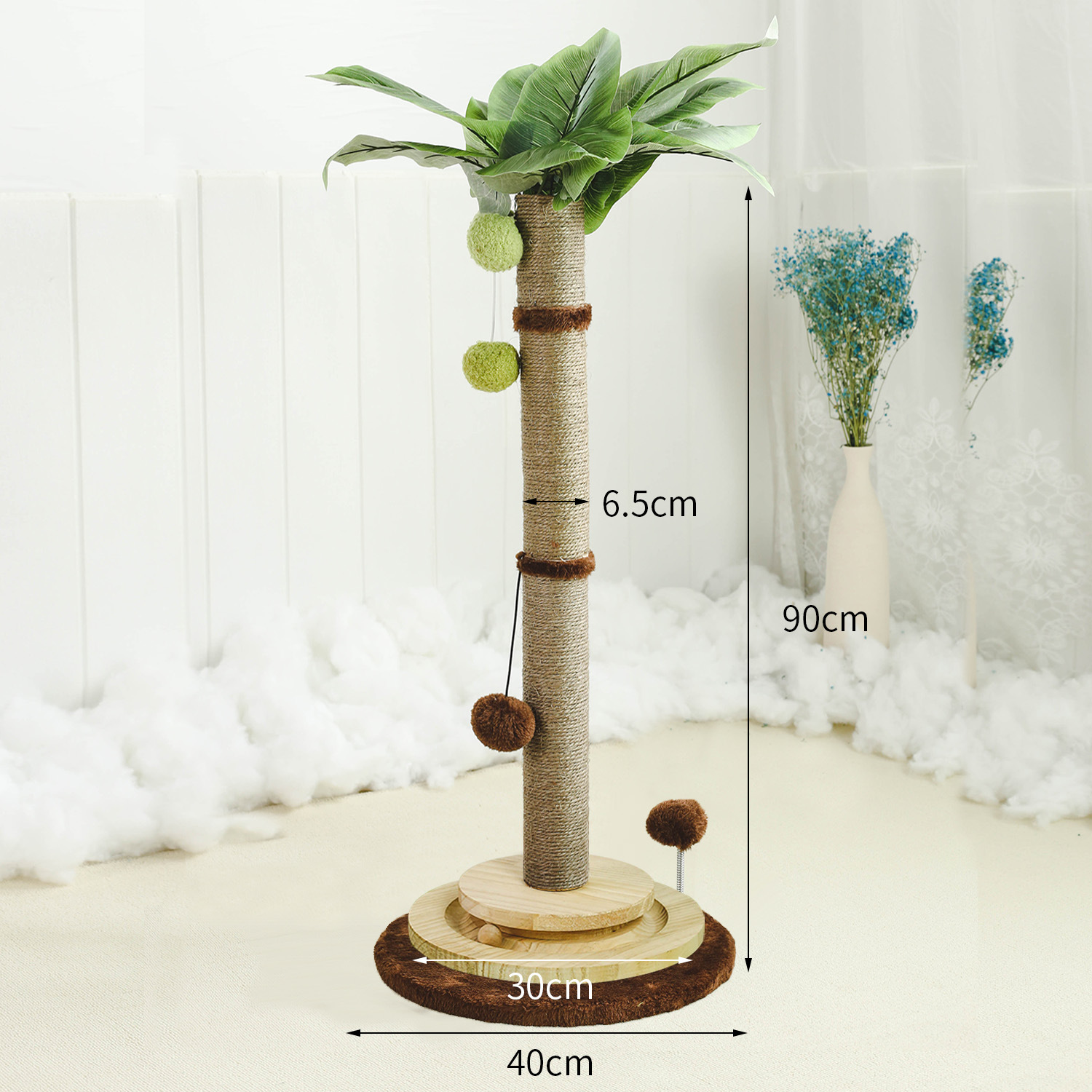 Árbol rascador para gatos con forma de cocotero, poste rascador de sisal, poste vertical para trepar, duradero, antideslizante, juguete grande para gatos, transfronterizo