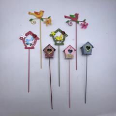 国境を越えた金属鉄芸生け花微景観園林挿枝花園庭園小鳥装飾部品鳥部屋代地挿し木