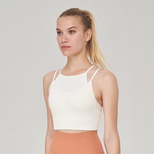 Women's thin shoulder strap sports bra with beautiful back design, shockproof running yoga fitness top two-piece sports bra and back piece.