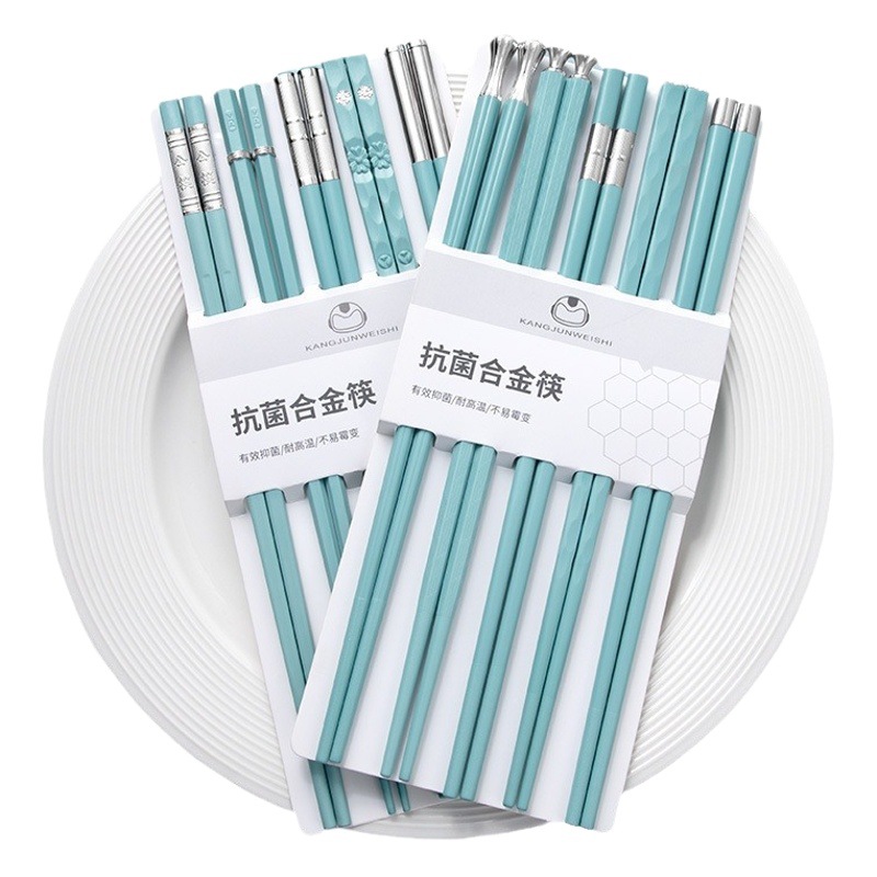 Nuevos palillos de aleación a prueba de moho sin moho de alta gama de alto grado hogar familia una persona palillos de alto aspecto rápido