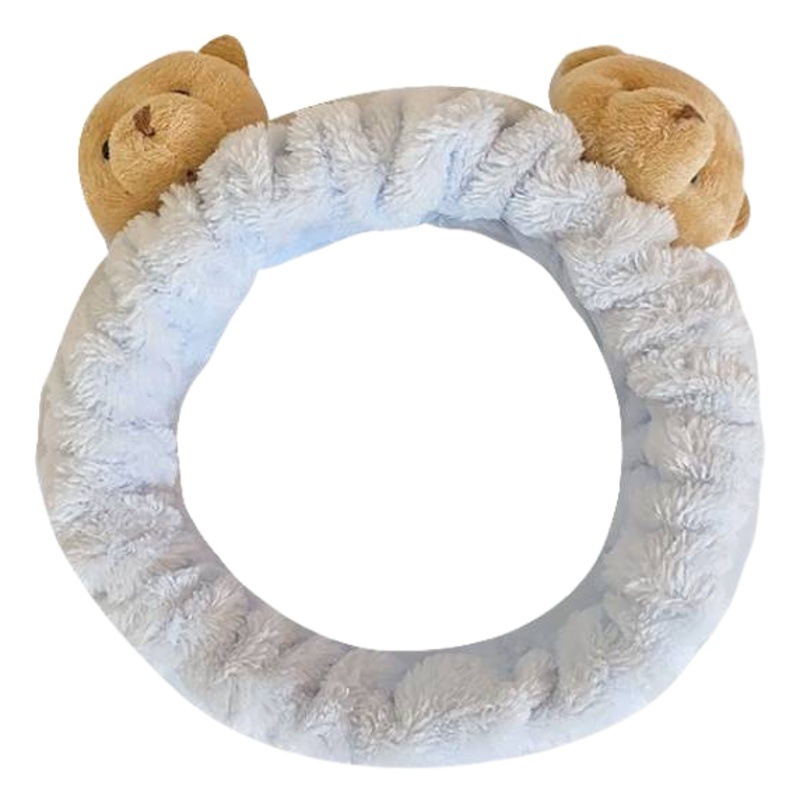 Corea del Sur tridimensional de dibujos animados muñeca de felpa lavado de cara banda de pelo lindo oso diadema hembra borde ancho maquillaje accesorios para el cabello tocado