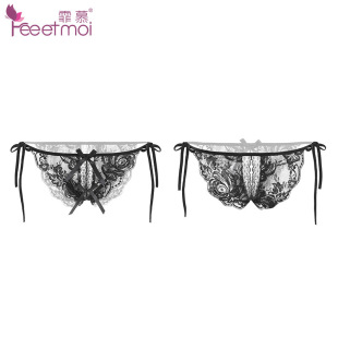 Feimu Export Sexy Lingerie Sexy See-Through Strap Women's Intimates Temptation Open Crotch Lace Thong 7125