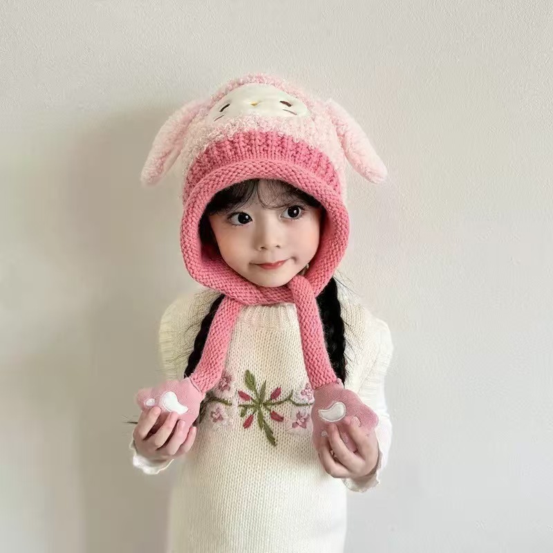 儿童帽子秋冬女童宝宝加厚针织护耳加绒超萌保暖可爱秋冬季头毛|undefined