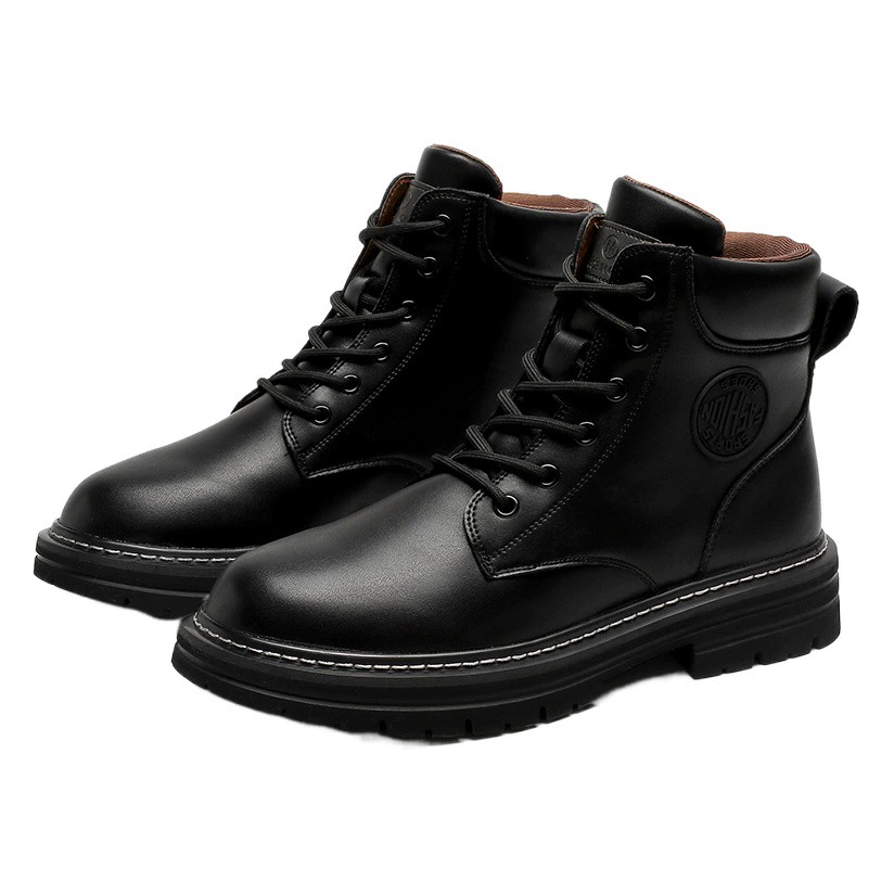 Корейские модные Молодежные сапоги из ревеня, осень 2024 года, новые национальные модные Универсальные удобные сапоги Martin на толстой подошве, увеличивающие рост