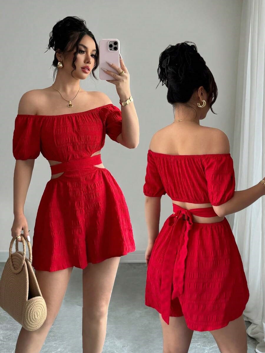 2025 estilo caliente europeo y americano comercio exterior transfronterizo ropa de mujer nueva moda sexy arco hueco un hombro mono de color sólido image 1