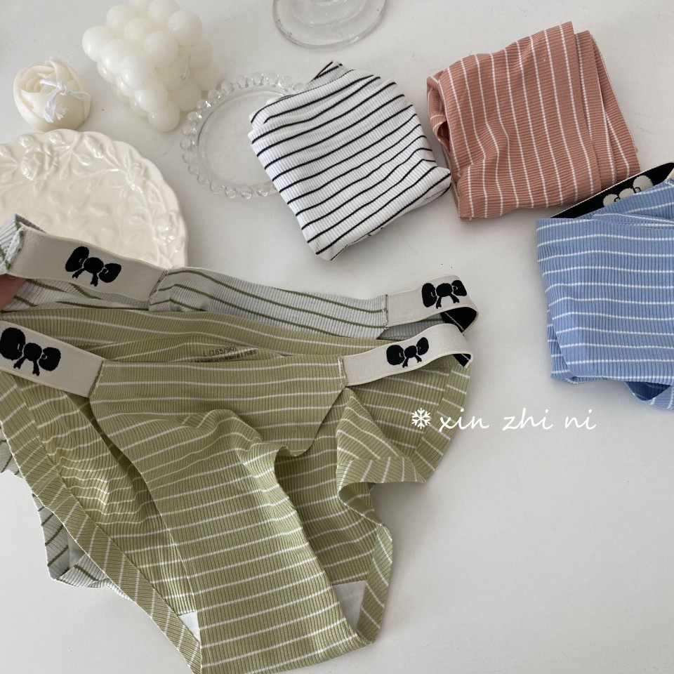 8062 # Senyu Sweet Tea Ropa interior japonesa sin costuras para mujer, tenedor alto, cintura media, chica, rayas de viento, simple