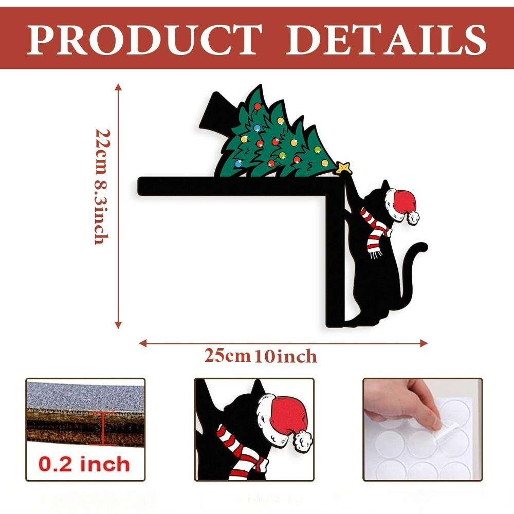 跨境木质圣诞节黑猫门角标志装饰品节日派对布置道具氛围装饰摆件 办公、文化厂家批发实拍图