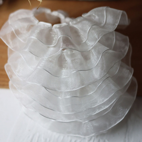 4cm wide double layer snow yarn with lace accessories pleats ruffle neckline cuffs clothing handmade materials