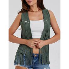 I 24472 Fringe Suede Vest Jacket ����¹Ƥ������ ŷ���羳