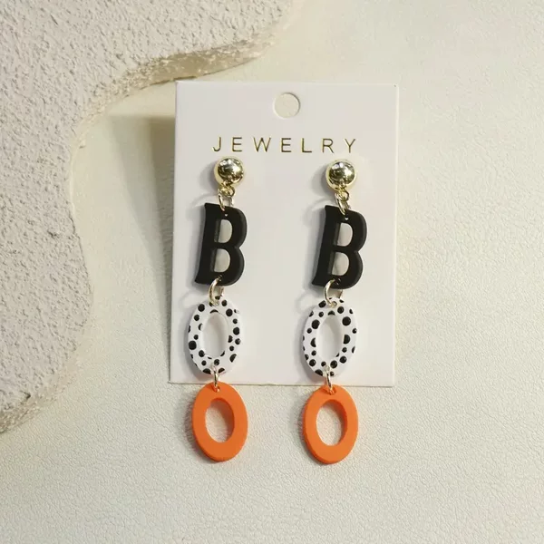 Cross-Border Simple Three-Letter Boo Acrylic Women's Drop Earrings, Personalized Retro Stud Earrings