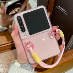 Huawei purax 携帯電話ケースに適した新しいゼリー無地 purax 折りたたみスクリーンコントラストカラーハンドロープ女性保護カバー