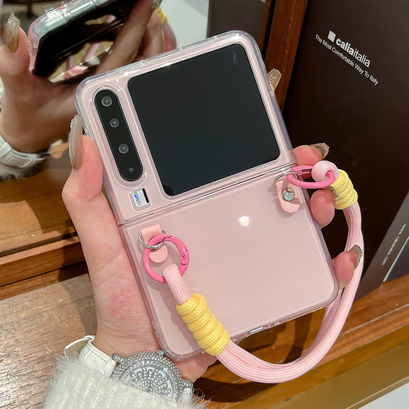 Huawei purax 携帯電話ケースに適した新しいゼリー無地 purax 折りたたみスクリーンコントラストカラーハンドロープ女性保護カバー|undefined
