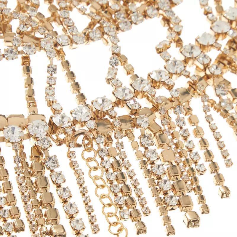 Venta caliente transfronteriza lujo rhinestone borla tocado moda exquisita borla diadema pasarela accesorios para el cabello cadena del pelo femenino