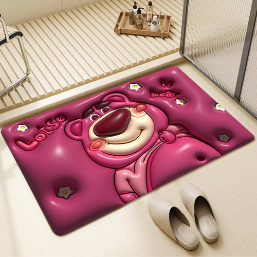 Cartoon 3D visual expansion soft diatom mud style floor mat bathroom water-absorbent quick-drying anti-slip mat