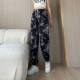 Summer Pants Women's Ice Silk Thin Lantern Pants Women's Summer Adult Anti-mosquito Pants Casual Loose Printed Flower-bouquet Foot Ankle-length Pants