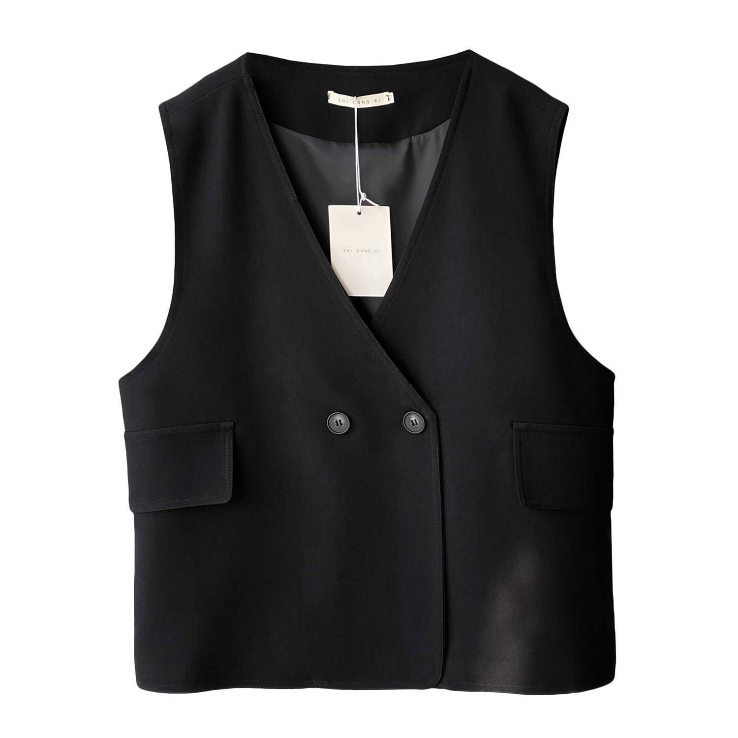 Cistanchxi perfil de calidad traje chaleco las mujeres 2024 suelta casual chaqueta sin mangas [Private wear] 5126