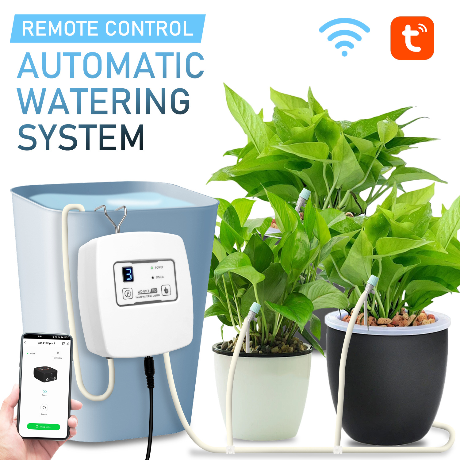 Adjustable Drip Irrigation With WiFi Mobile Control, Automatic Timed Watering Device For Balcony Potted Plants And_voghion.com