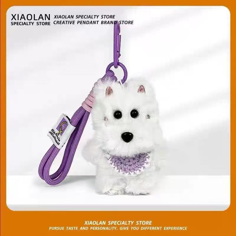 Perro adorable West Highland dibujos animados colgantes muñecas bolsas de peluche bolsas de llaves bolsas de regalos colgantes